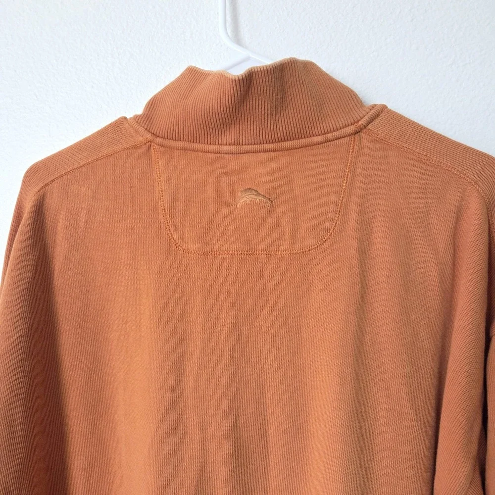 Tommy Bahama Mens Pullover XL Orange 1/4‎ Zip Mock Neck Long Sleeve Ribbed